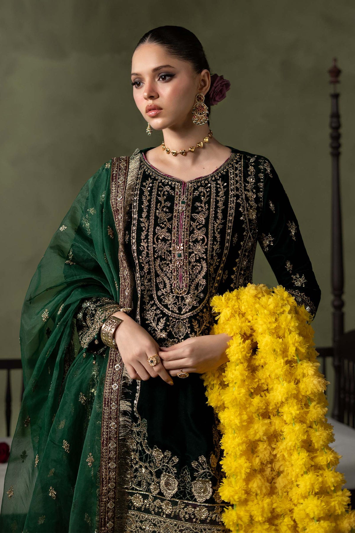 3 Piece Embroidered Velvet Suit