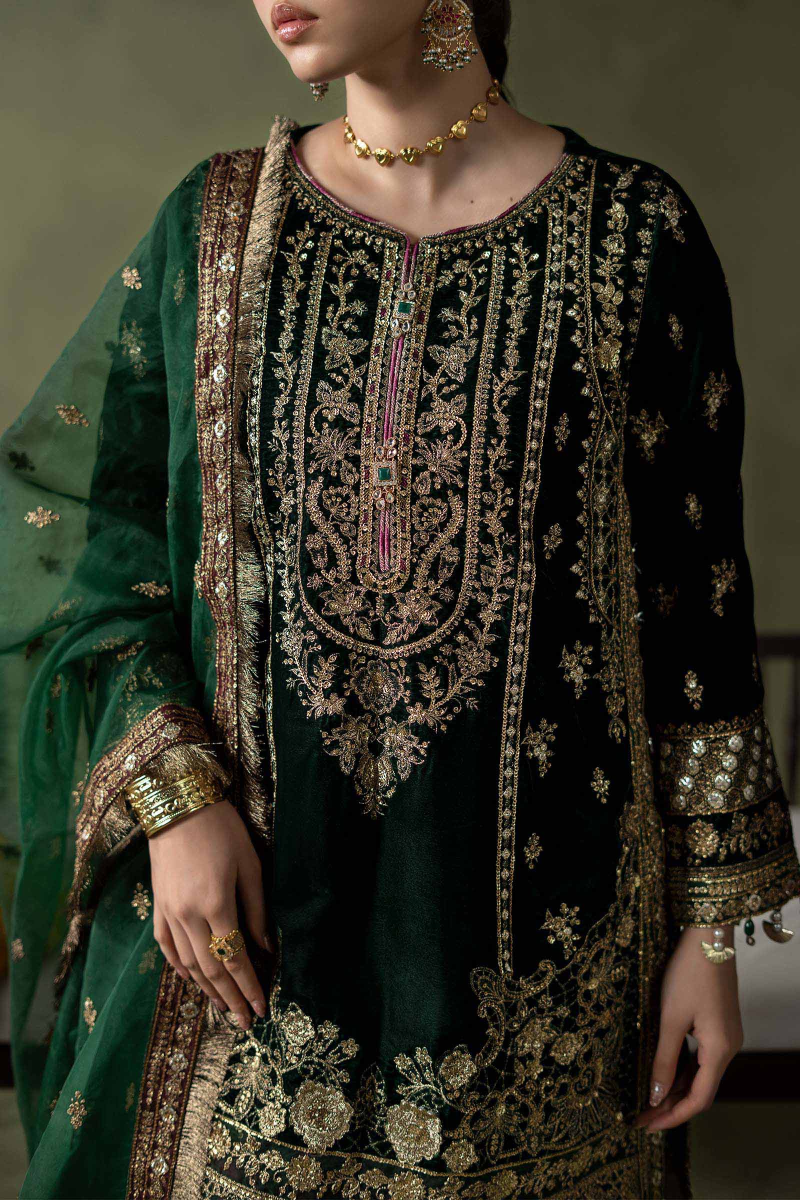 3 Piece Embroidered Velvet Suit