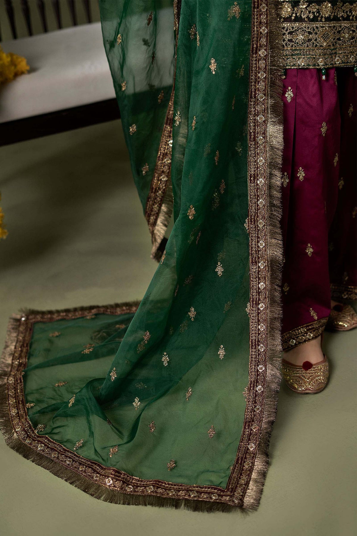 3 Piece Embroidered Velvet Suit