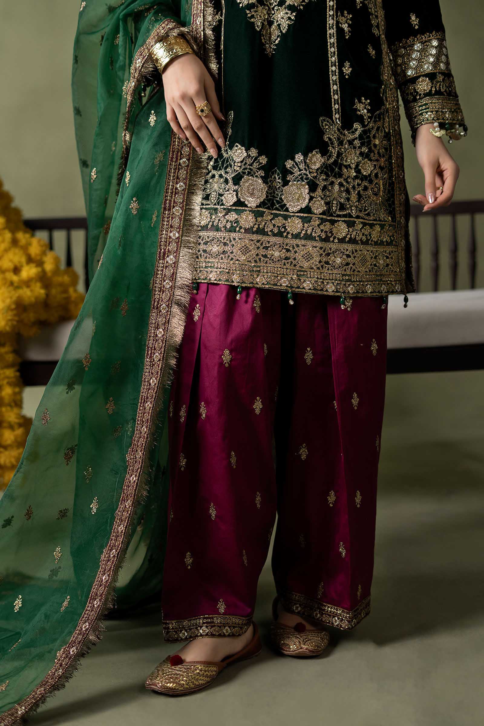 3 Piece Embroidered Velvet Suit