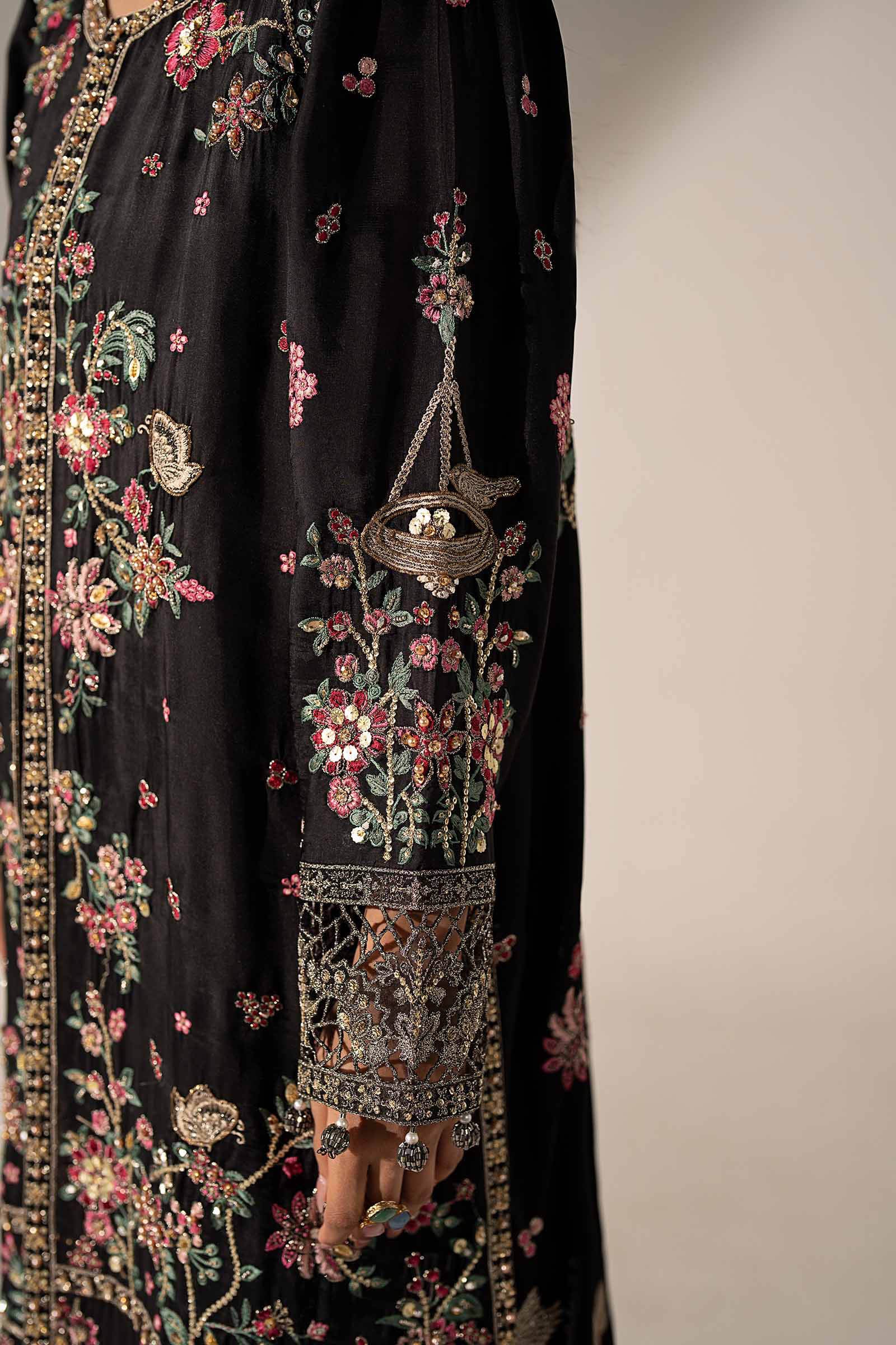 3 Piece Embroidered Tassel Silk Suit