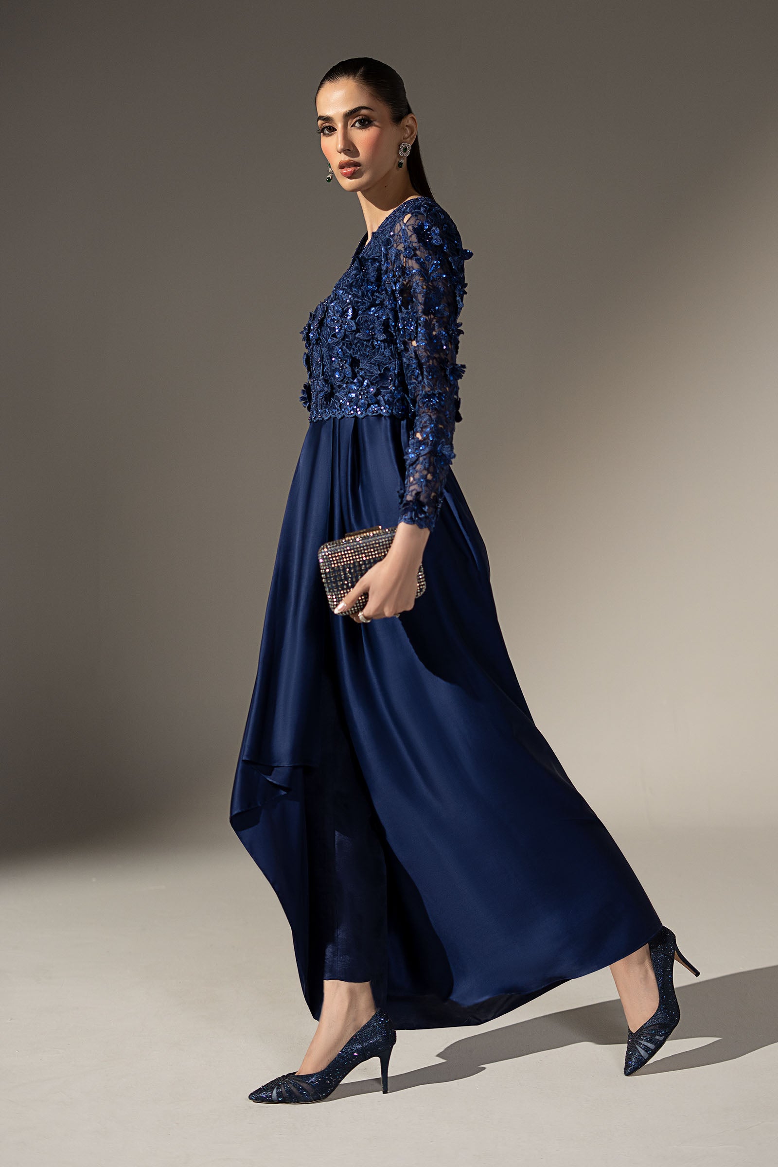 3 Piece Embellished Charmeuse Suit