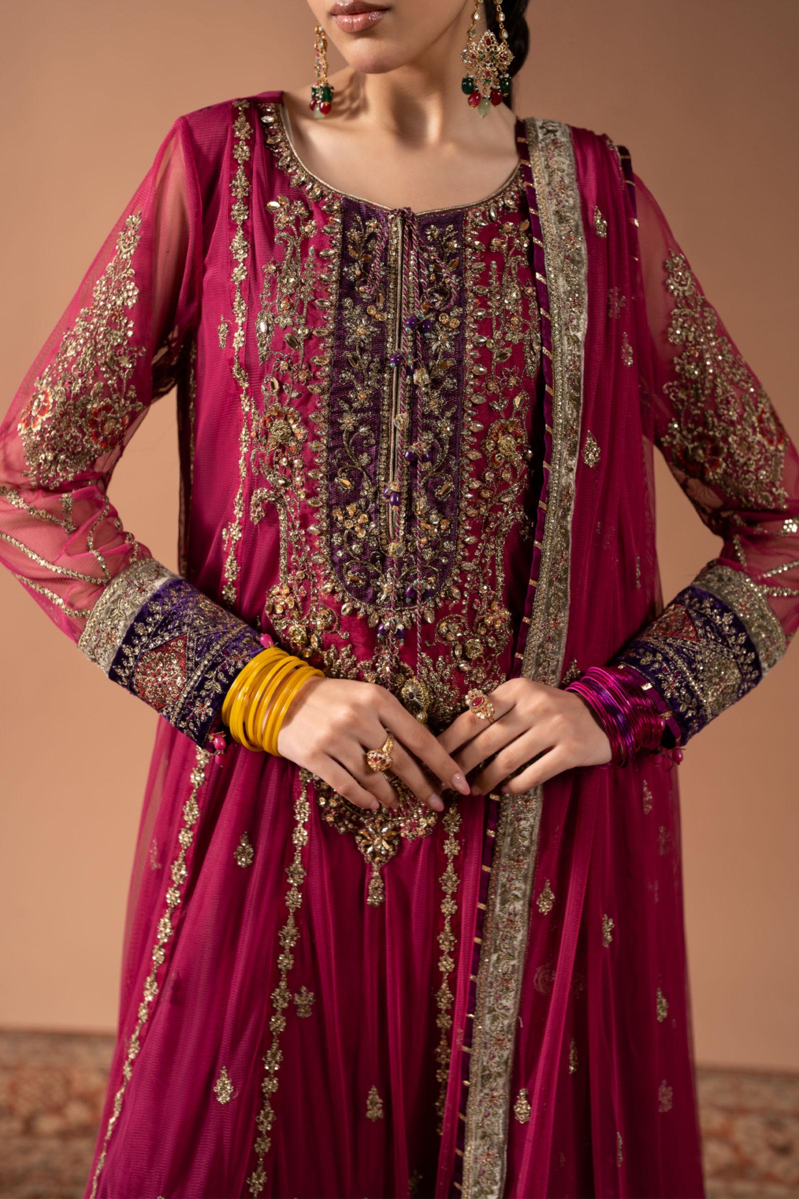 3 Piece Embroidered Net Suit
