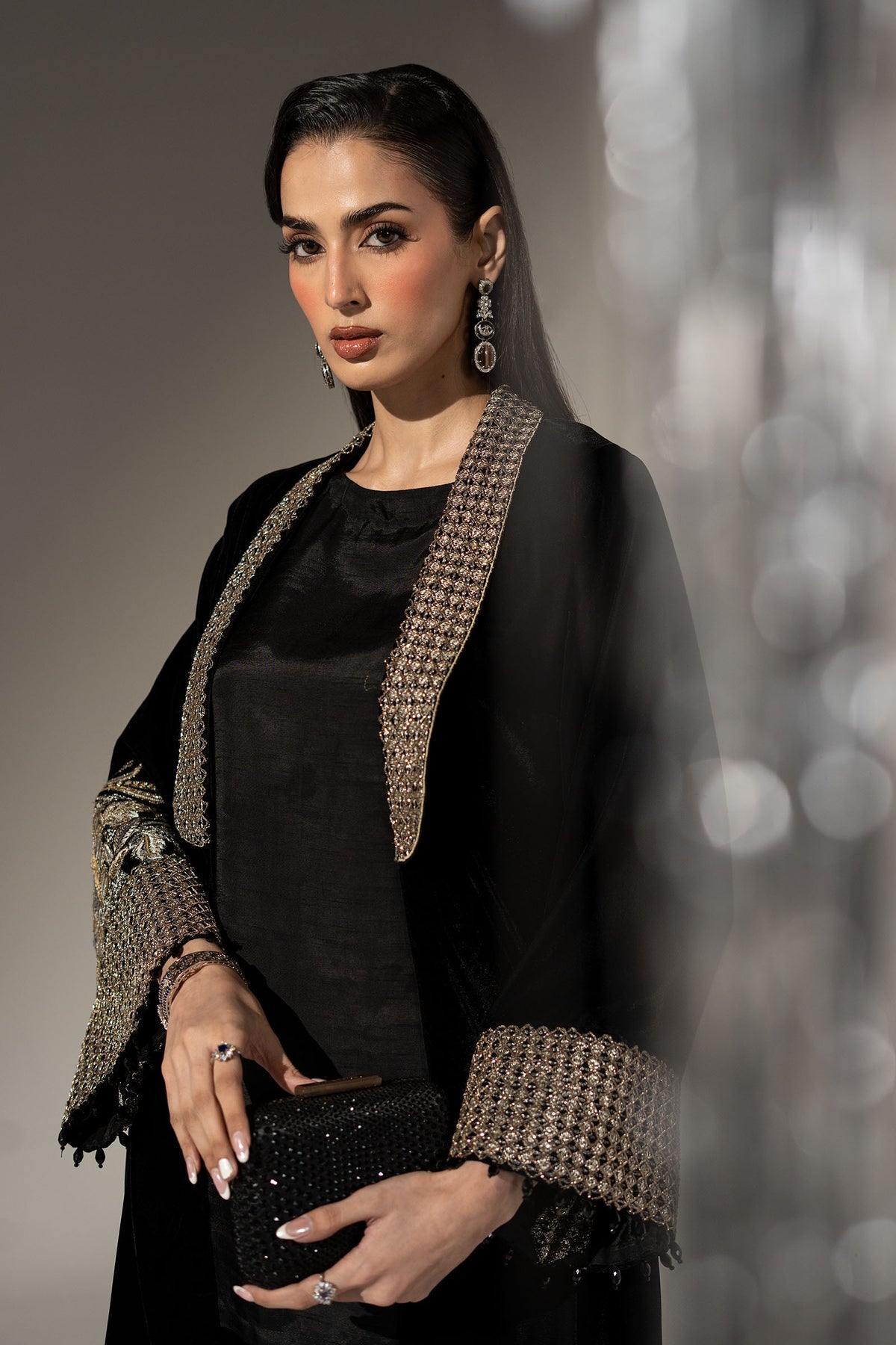 3 Piece Embroidered Velvet Suit