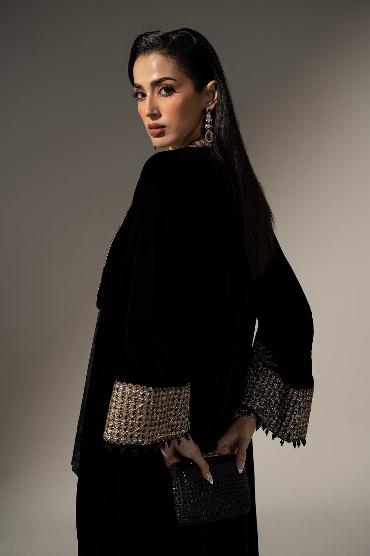 3 Piece Embroidered Velvet Suit