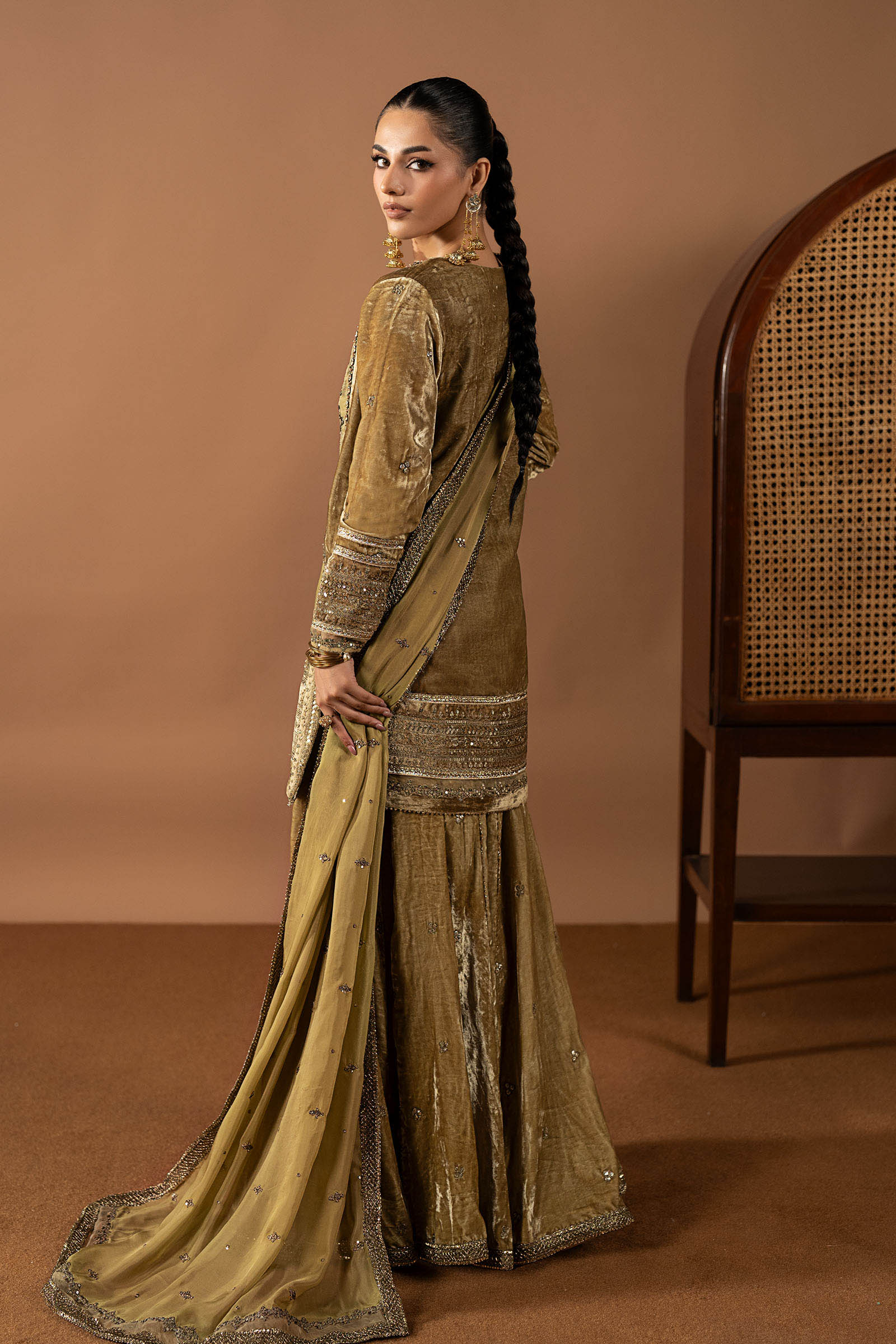 3 Piece Embroidered Velvet Suit