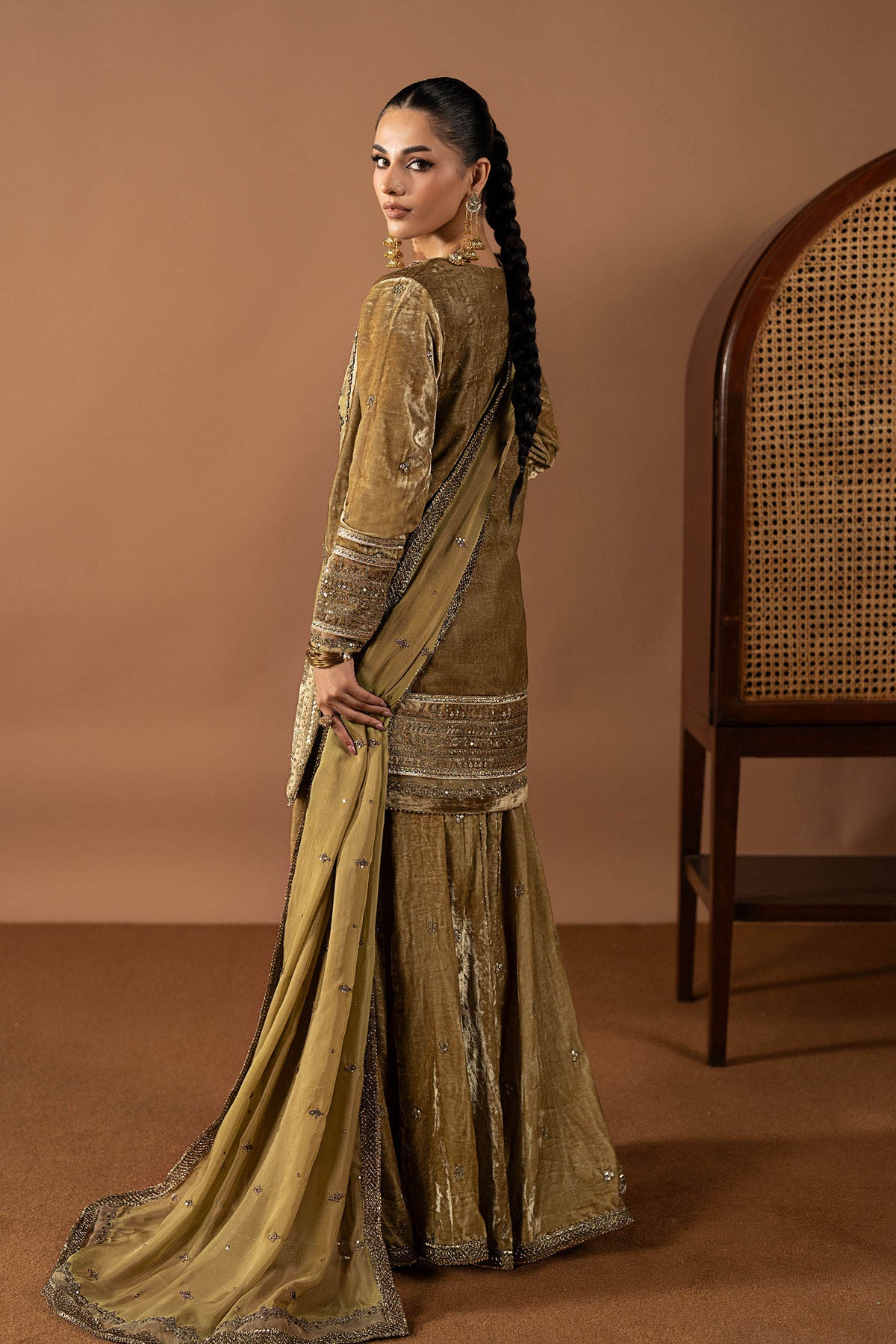 3 Piece Embroidered Velvet Suit