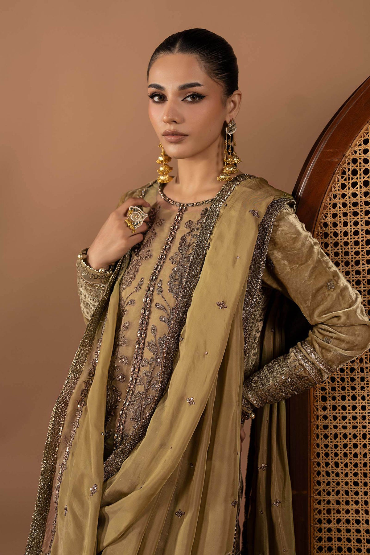 3 Piece Embroidered Velvet Suit
