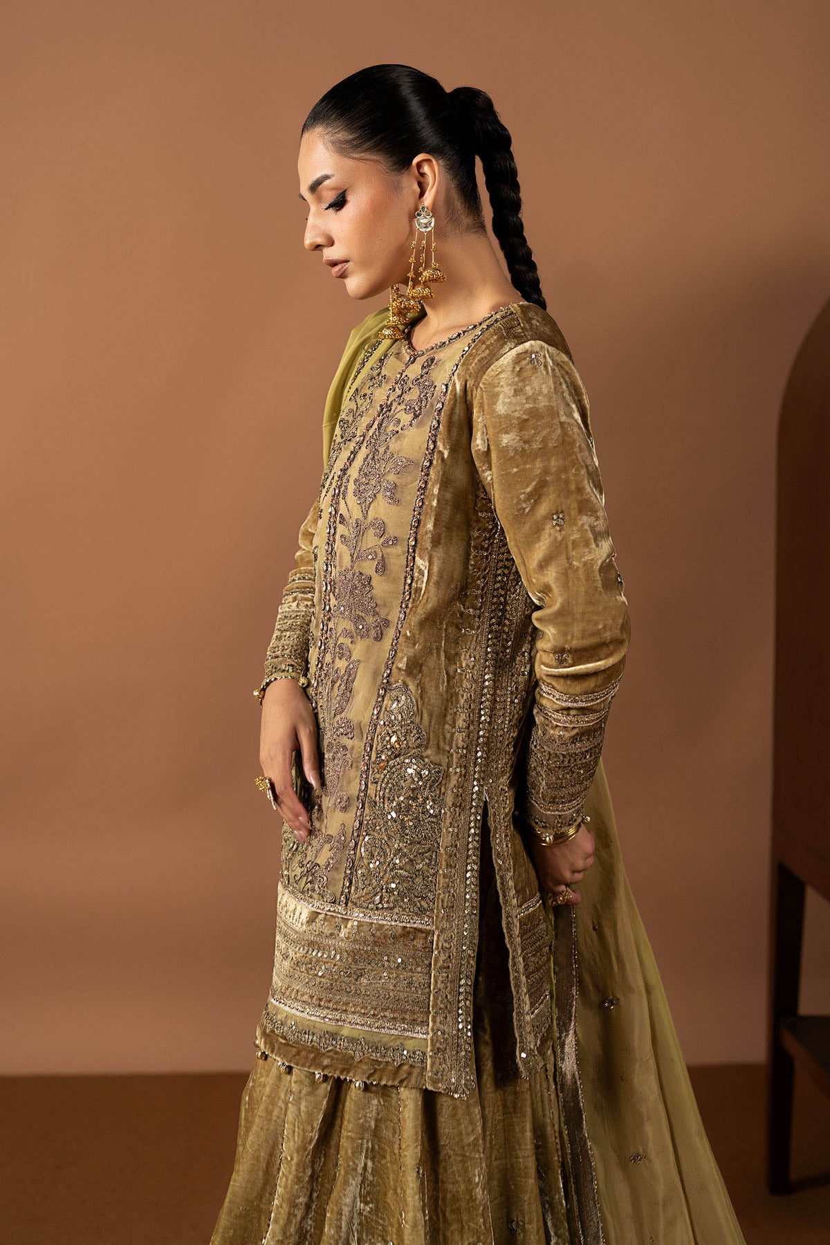 3 Piece Embroidered Velvet Suit