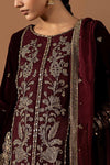 3 Piece Embroidered Velvet Suit