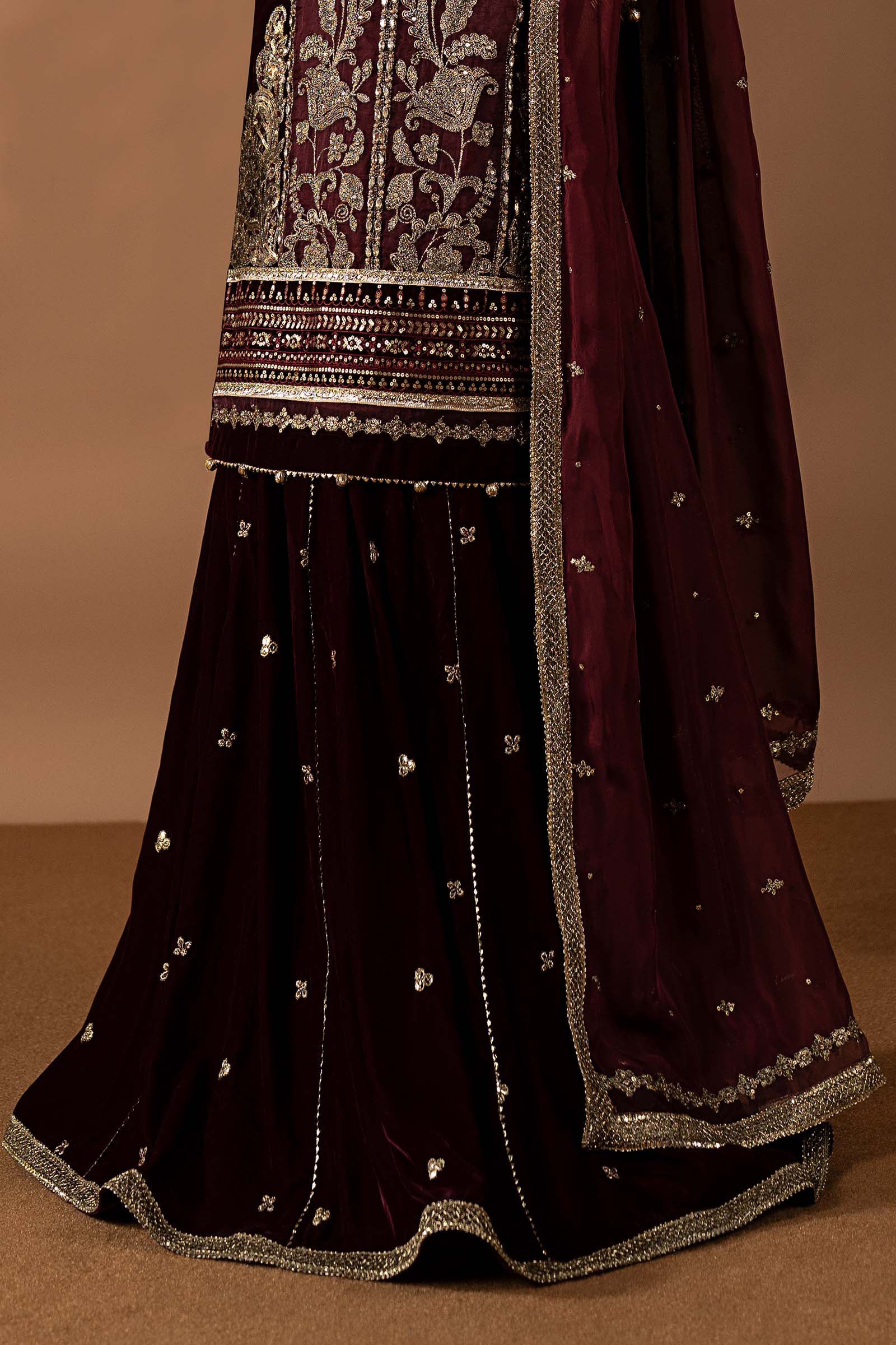 3 Piece Embroidered Velvet Suit