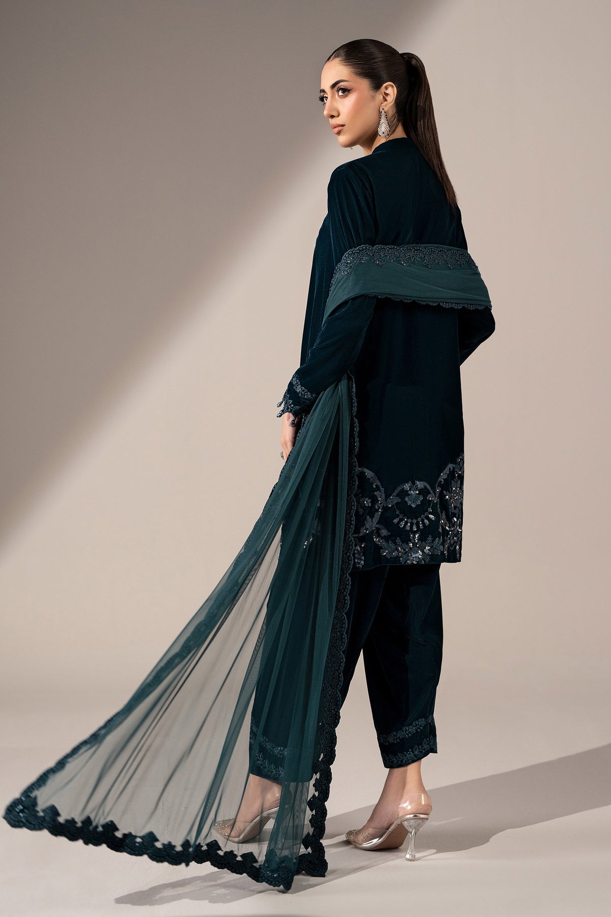 3 Piece Embroidered Velvet Suit