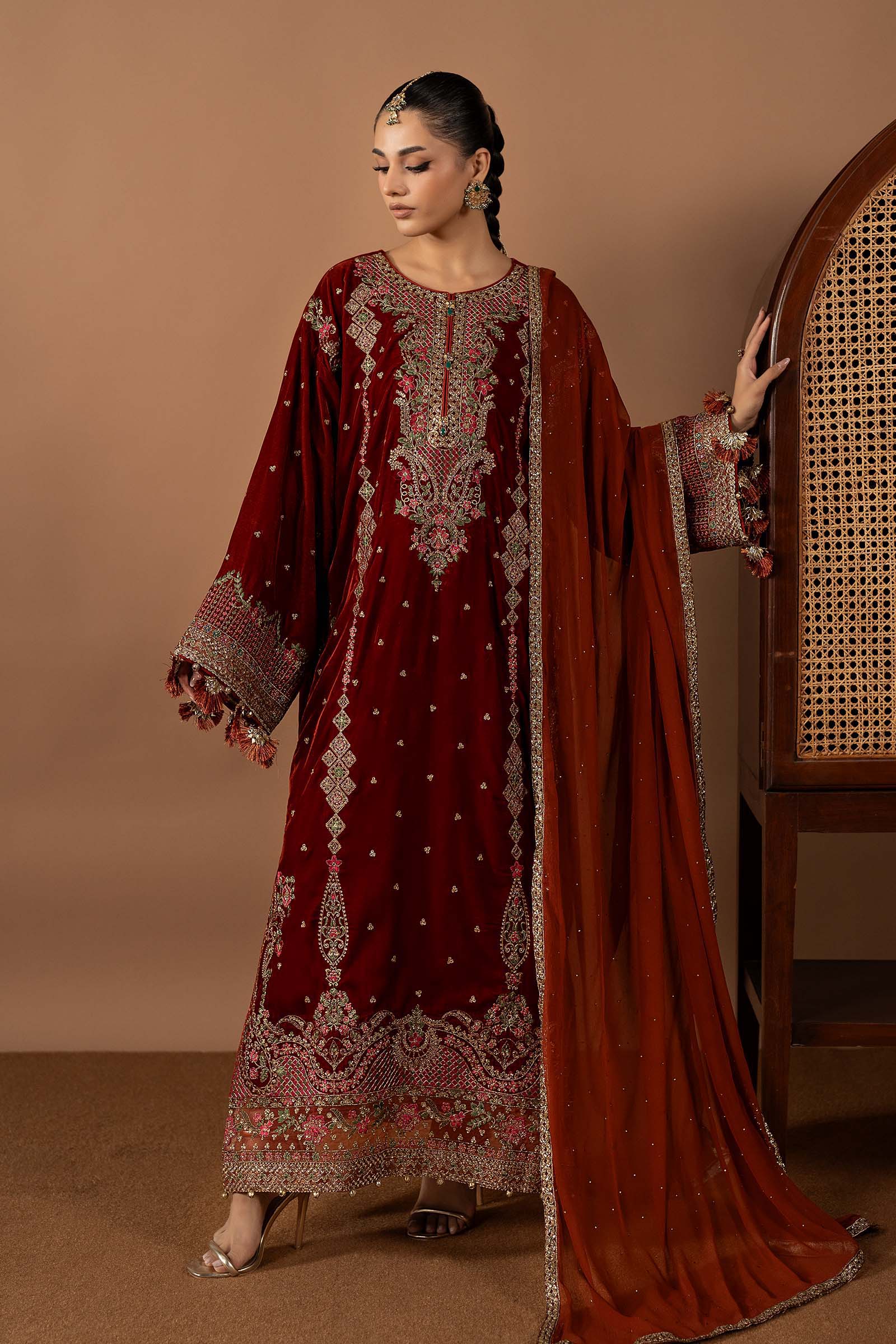 3 Piece Embroidered Velvet Suit