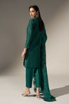 3 Piece Embroidered Black Warp Silk Suit