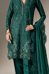 3 Piece Embroidered Black Warp Silk Suit
