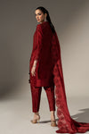 3 Piece Embroidered Black Warp Silk Suit