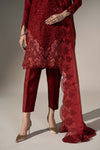 3 Piece Embroidered Black Warp Silk Suit