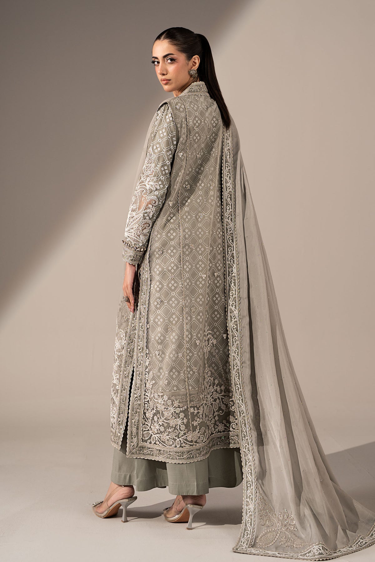 3 Piece Embroidered Organza Suit