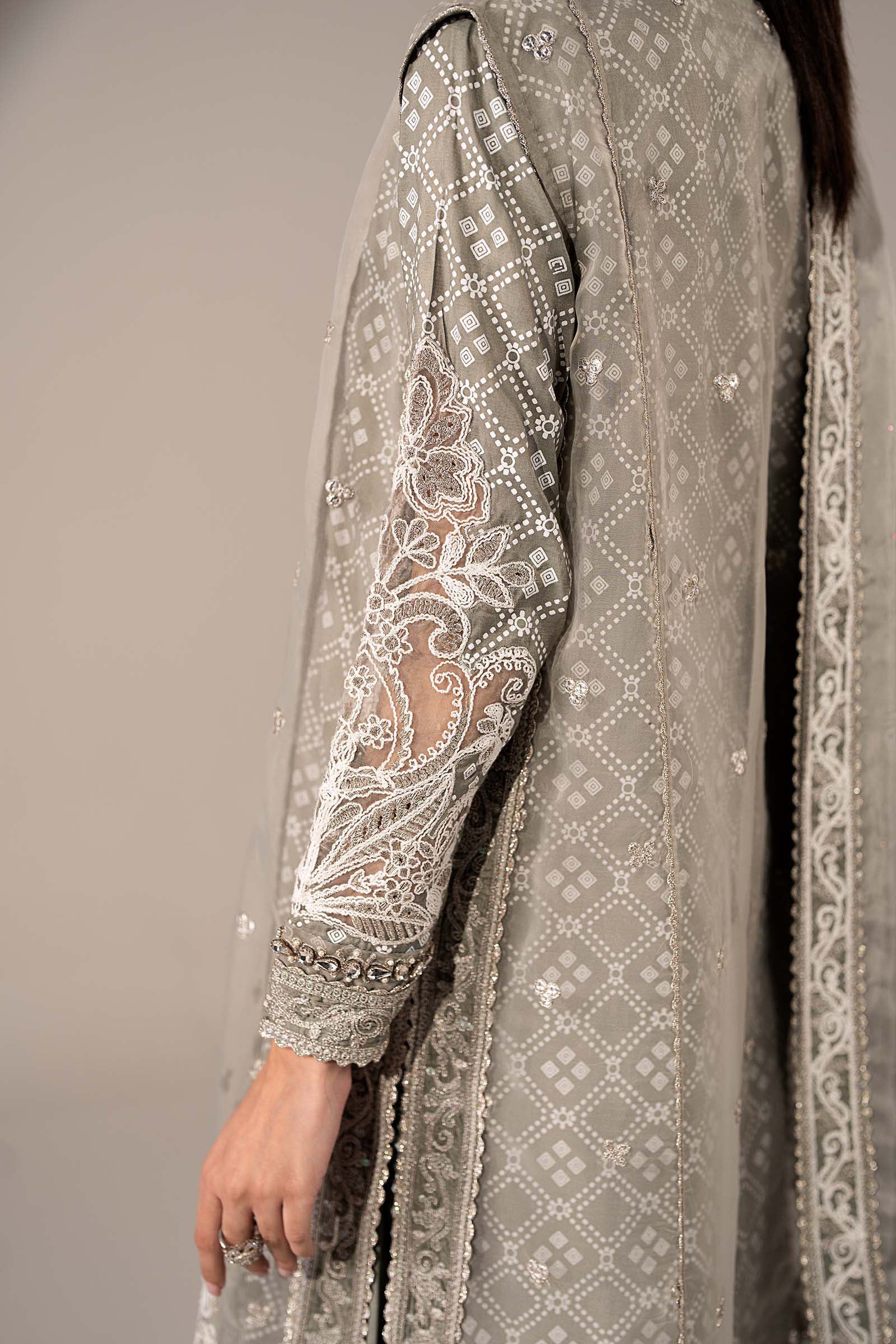 3 Piece Embroidered Organza Suit