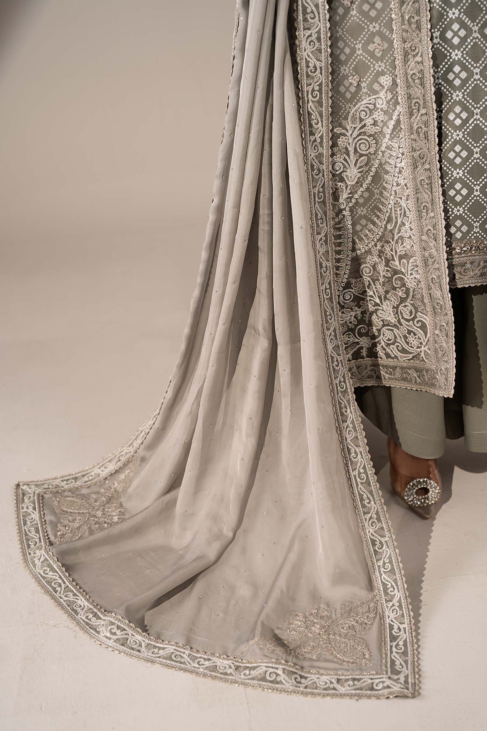 3 Piece Embroidered Organza Suit