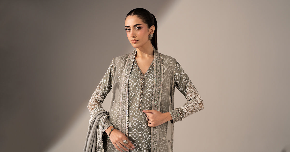 3 Piece Embroidered Organza Suit