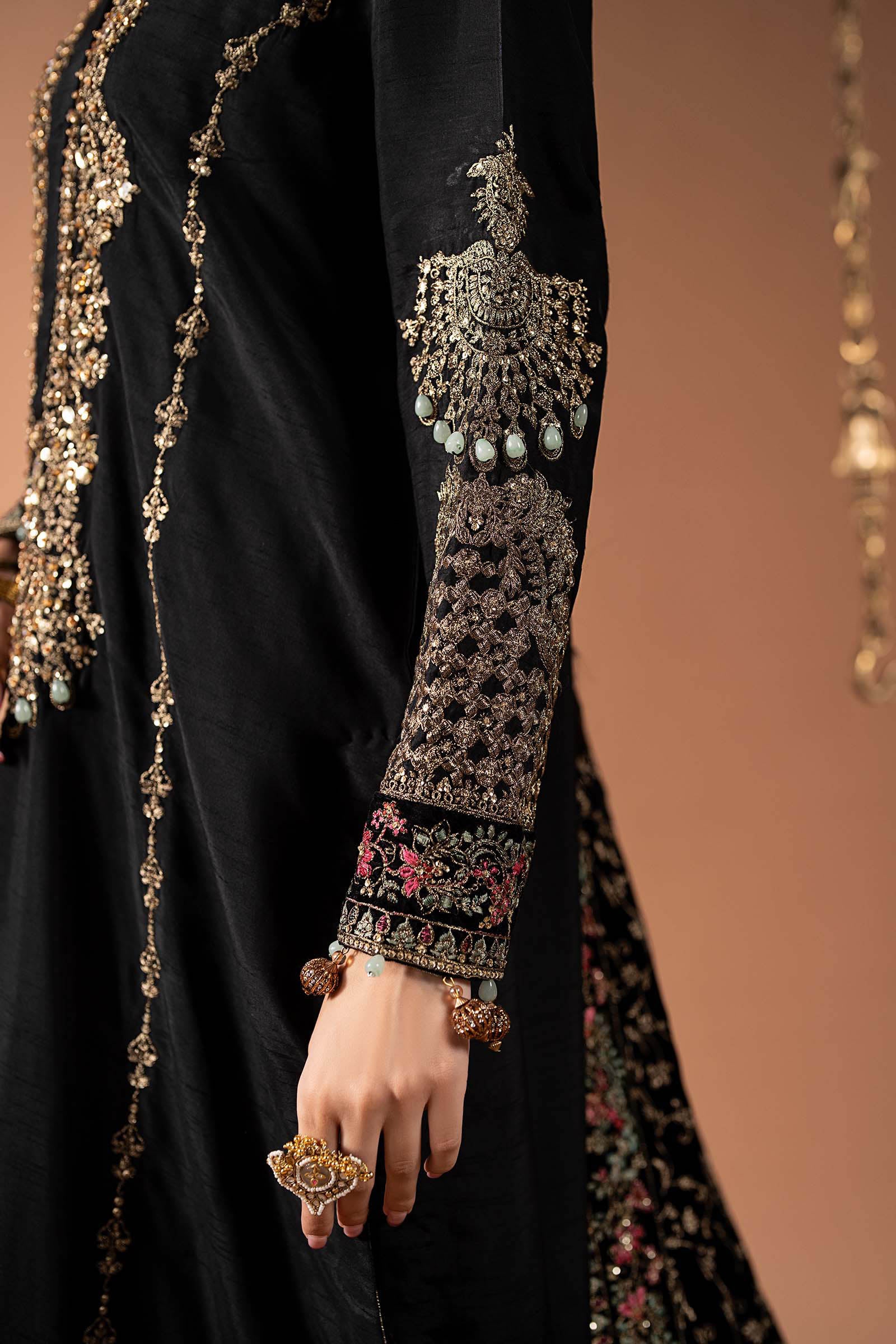 3 Piece Embroidered Raw Silk Suit