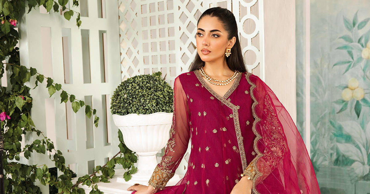 3 Piece Embroidered Net Suit