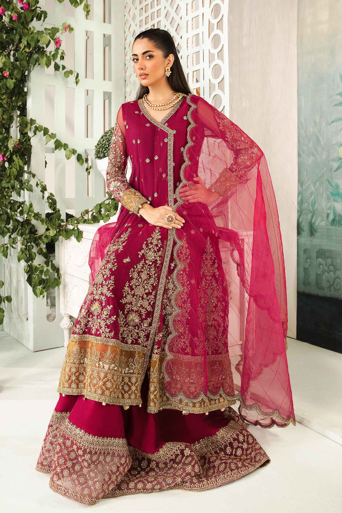 3 Piece Embroidered Net Suit
