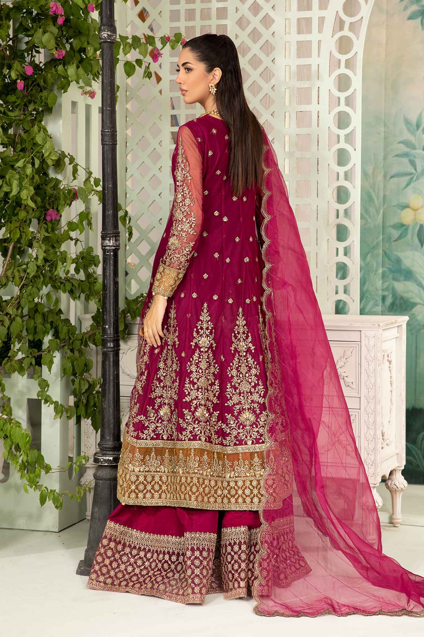 3 Piece Embroidered Net Suit