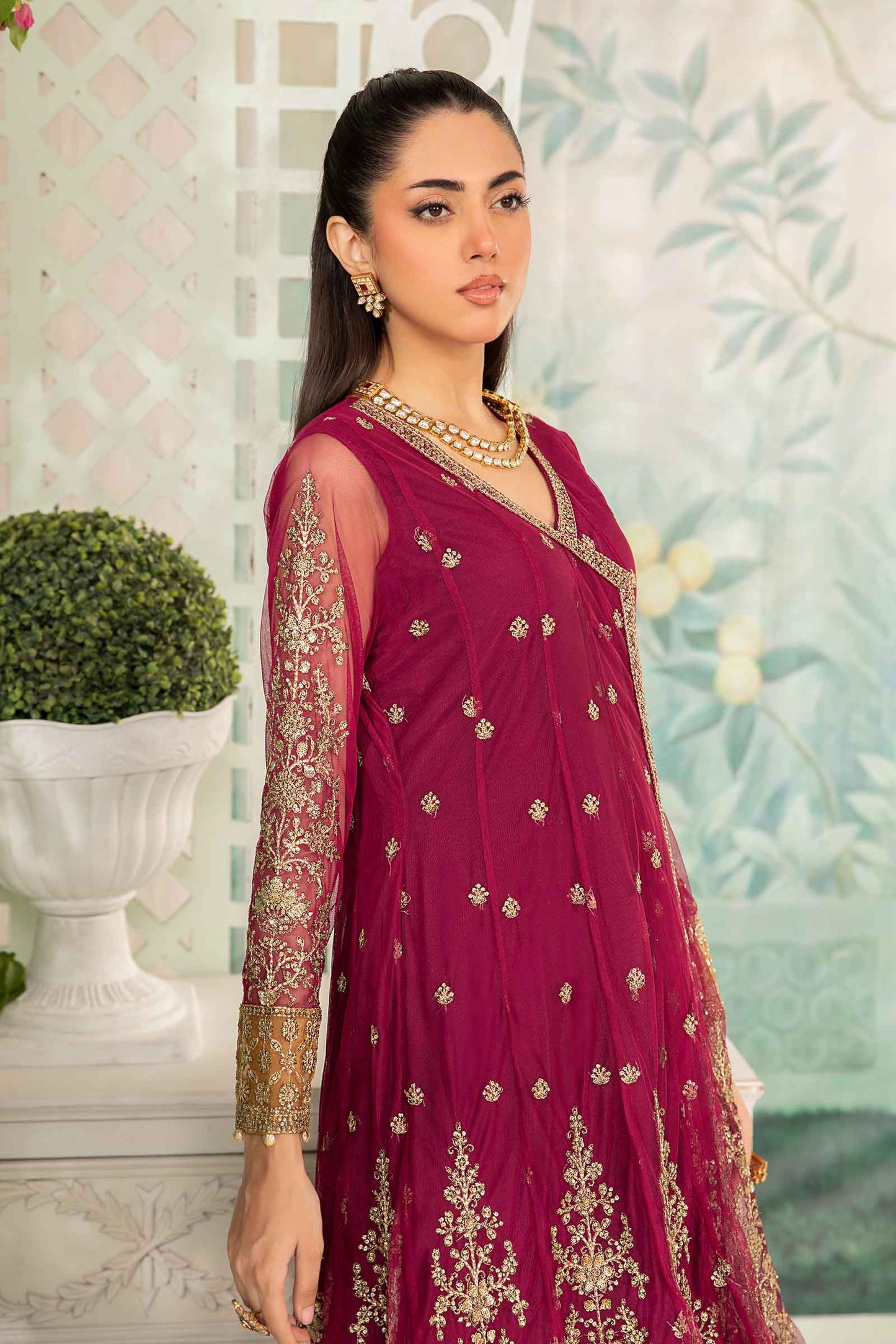 3 Piece Embroidered Net Suit
