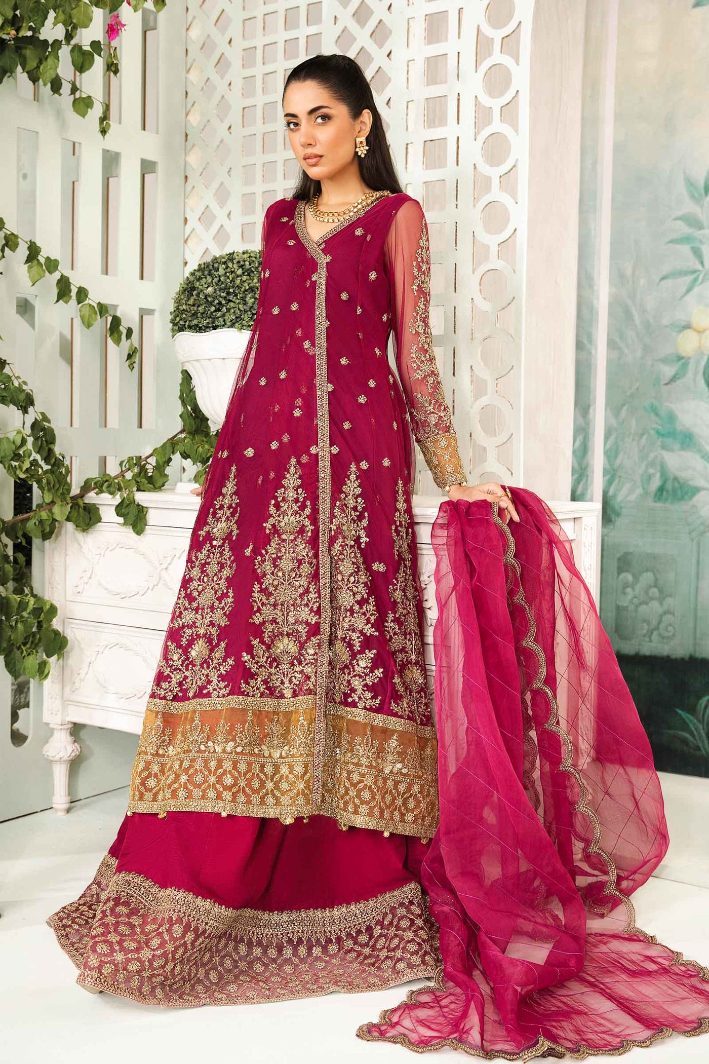 3 Piece Embroidered Net Suit