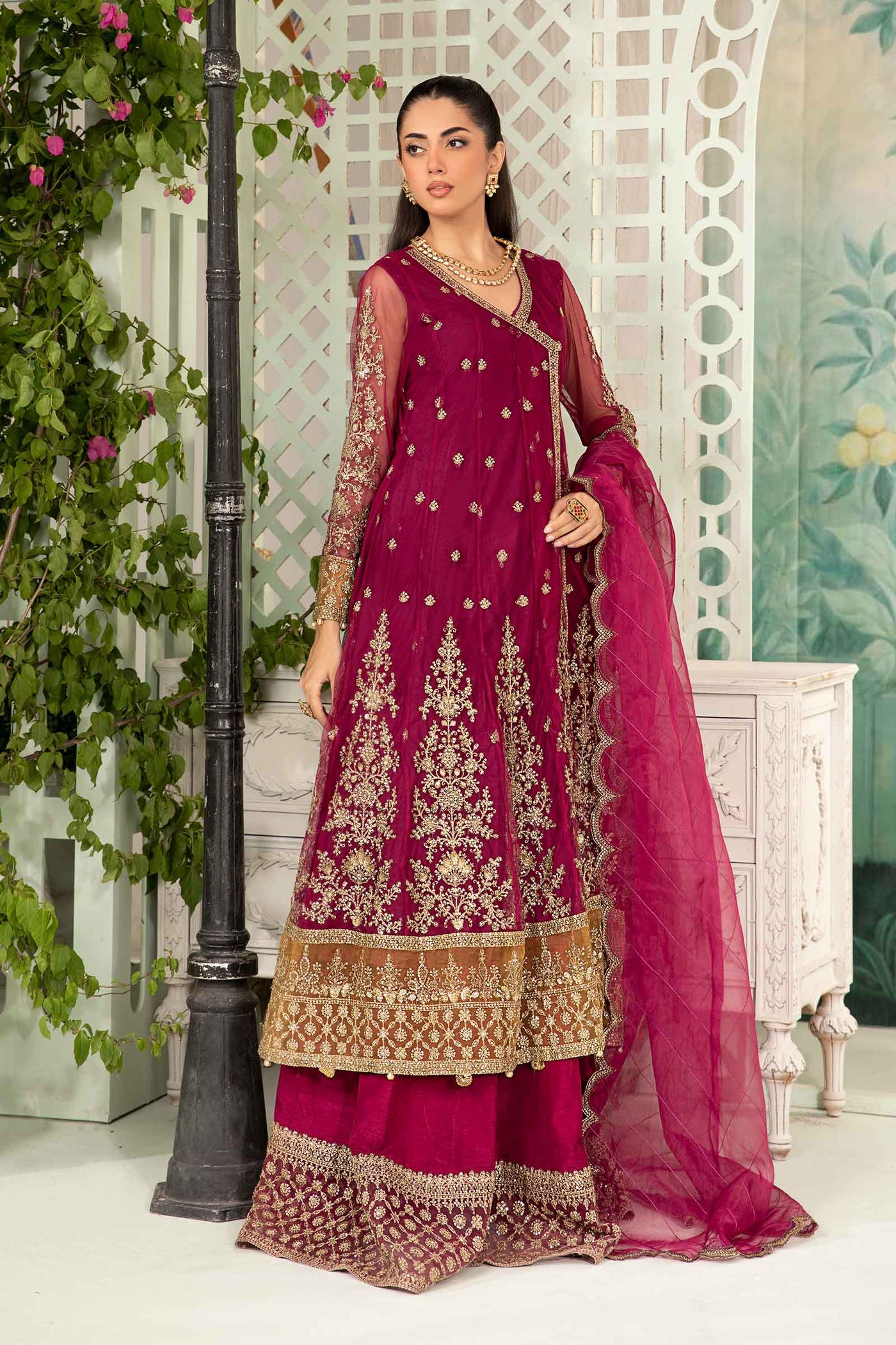 3 Piece Embroidered Net Suit