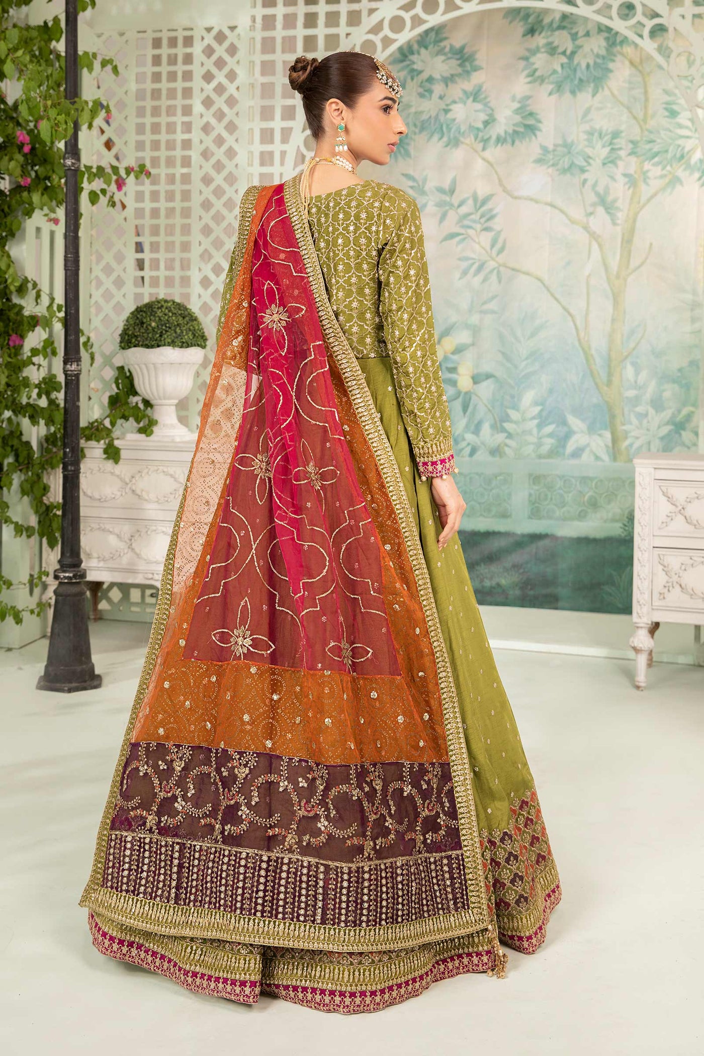 3 Piece Embroidered Raw Silk Suit