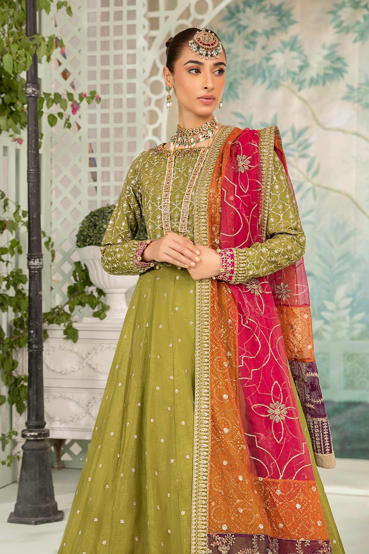 3 Piece Embroidered Raw Silk Suit