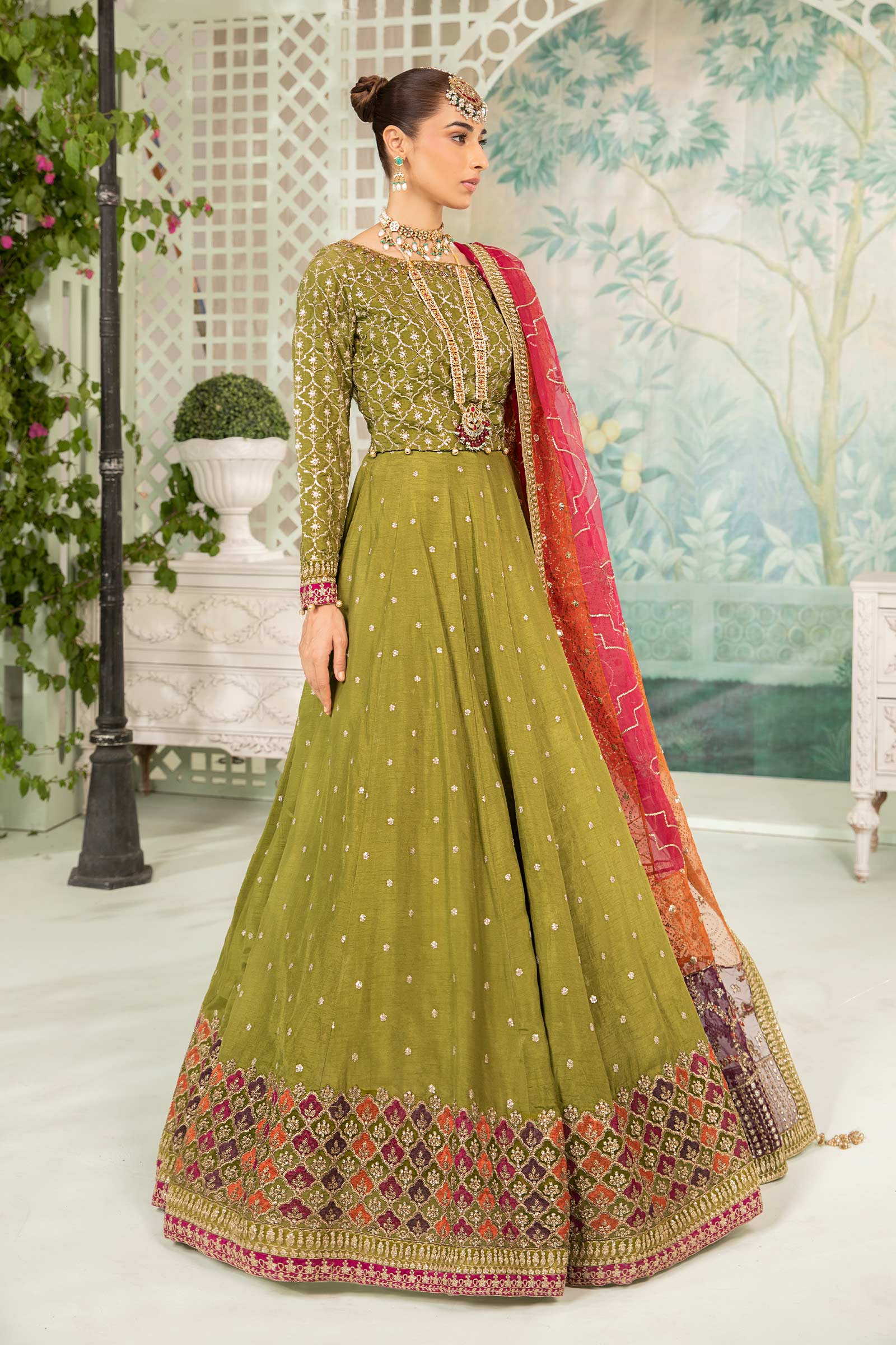 3 Piece Embroidered Raw Silk Suit