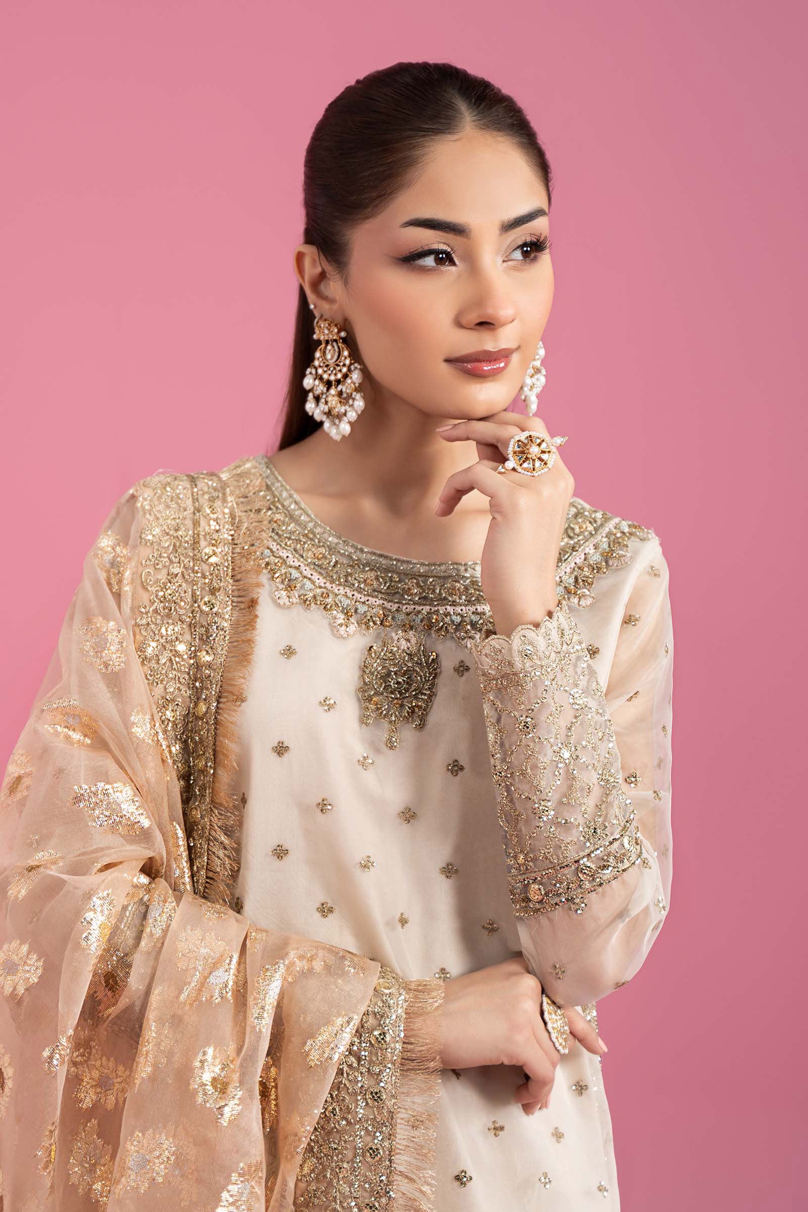 3 Piece Embroidered Organza Suit