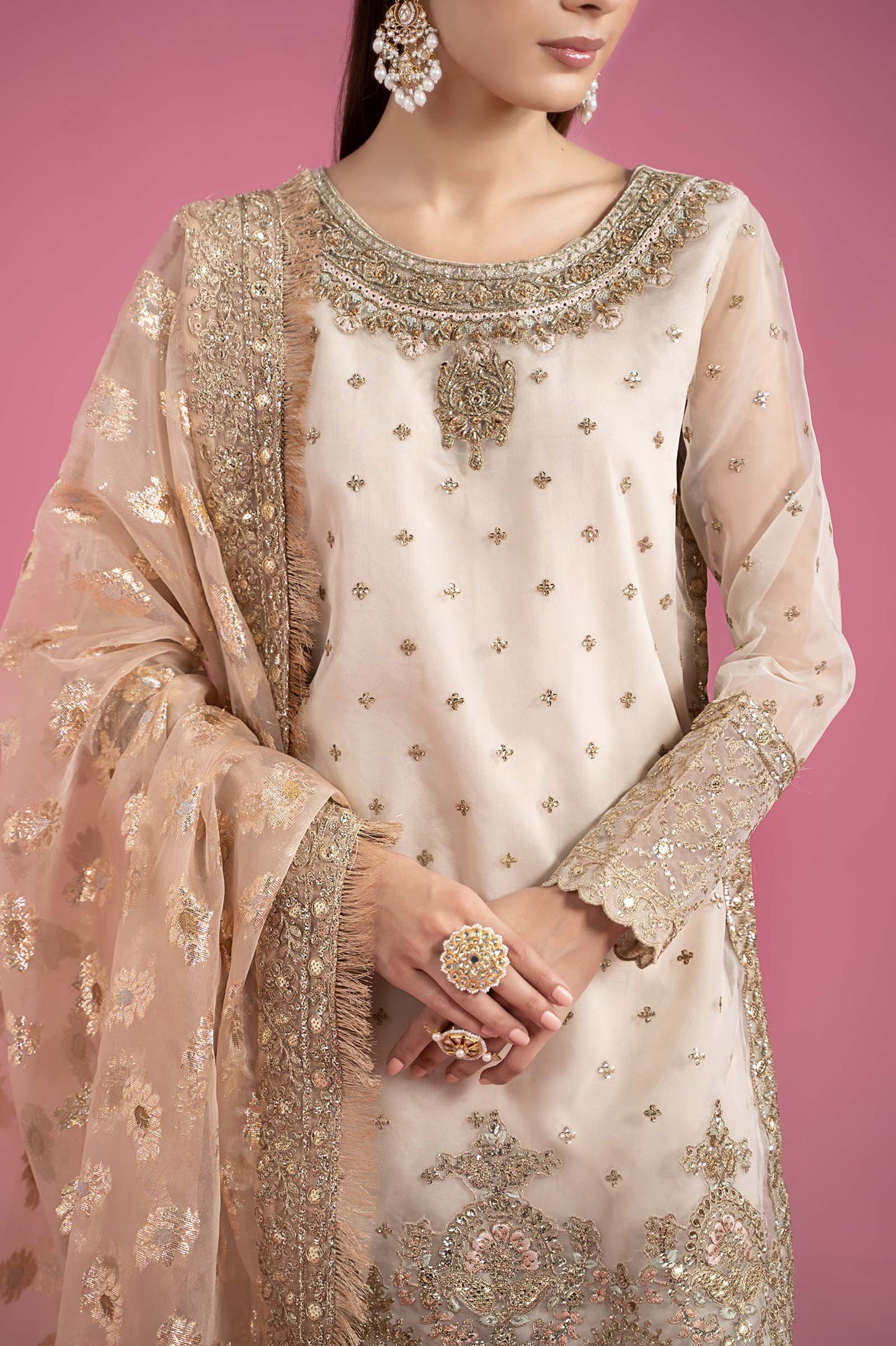 3 Piece Embroidered Organza Suit