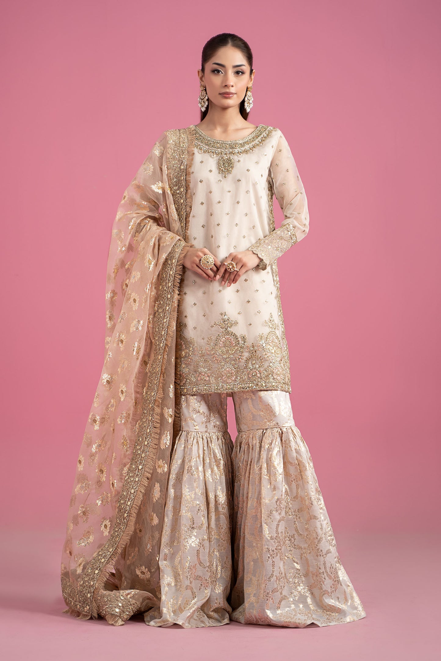 3 Piece Embroidered Organza Suit