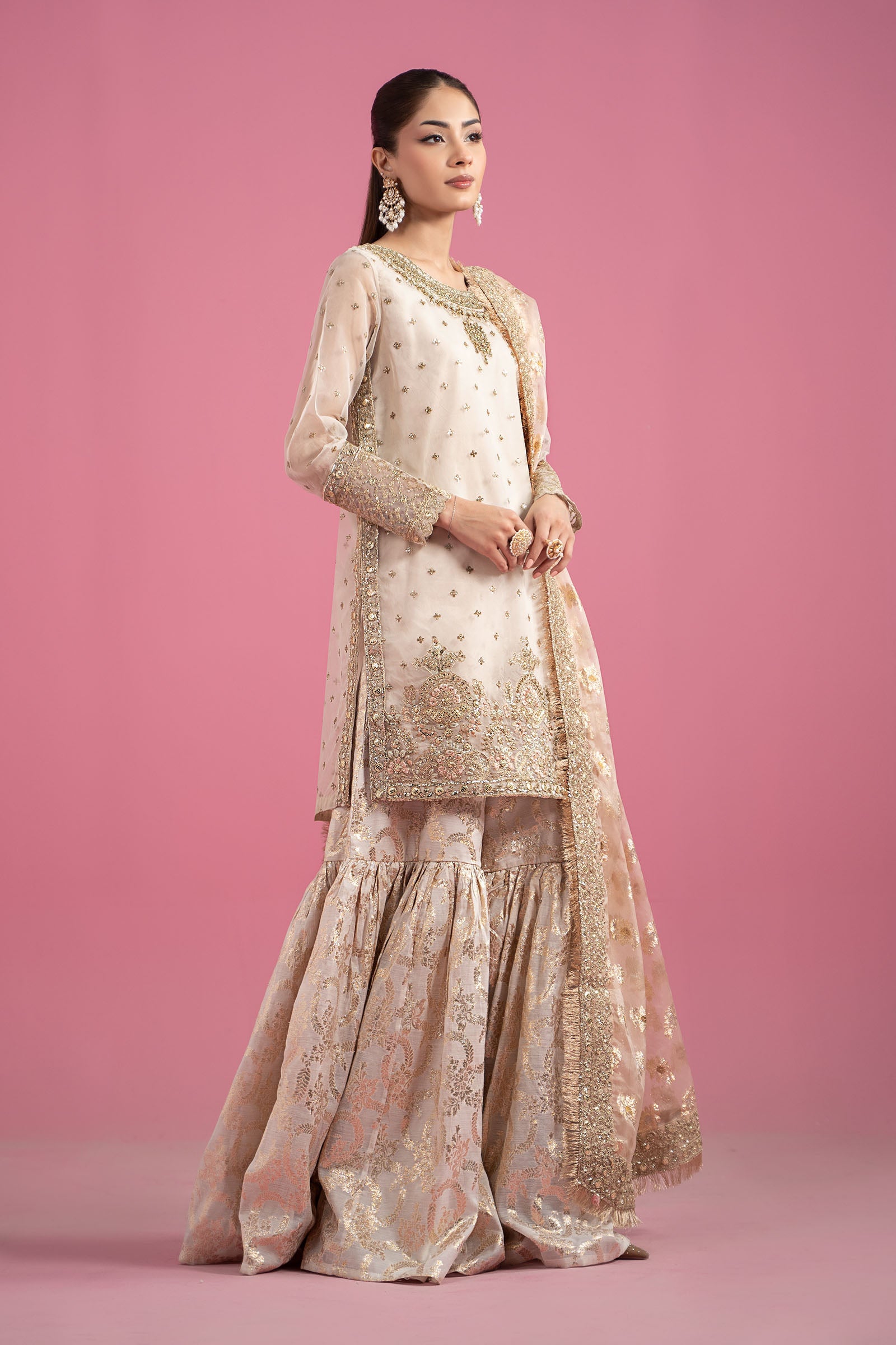 3 Piece Embroidered Organza Suit