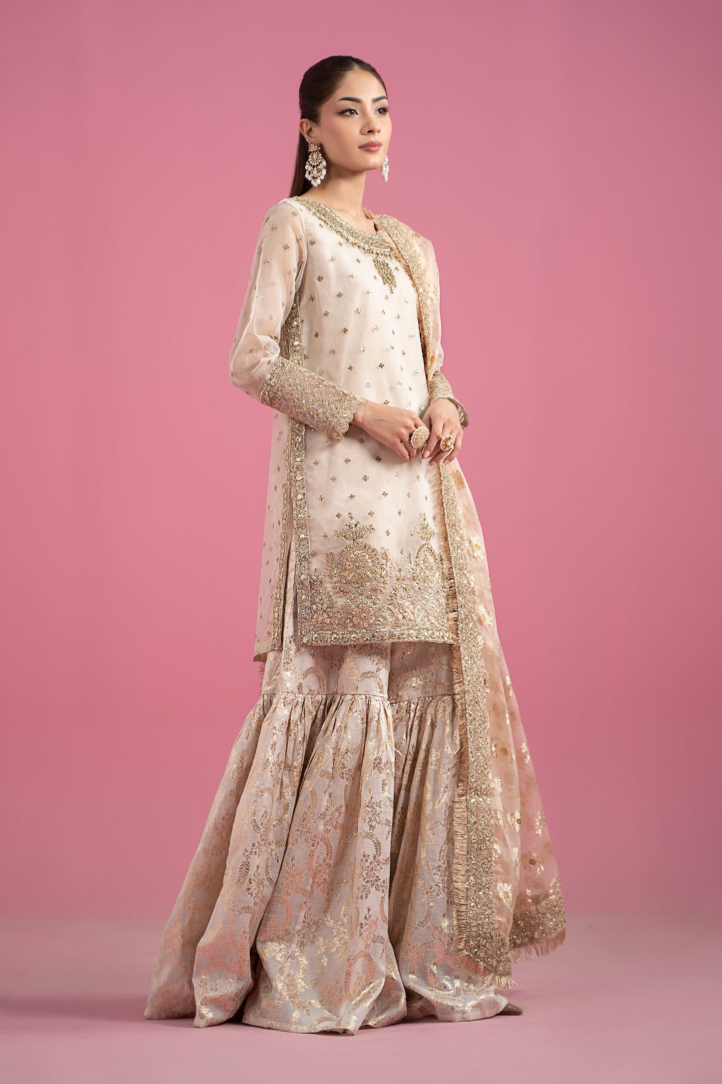 3 Piece Embroidered Organza Suit