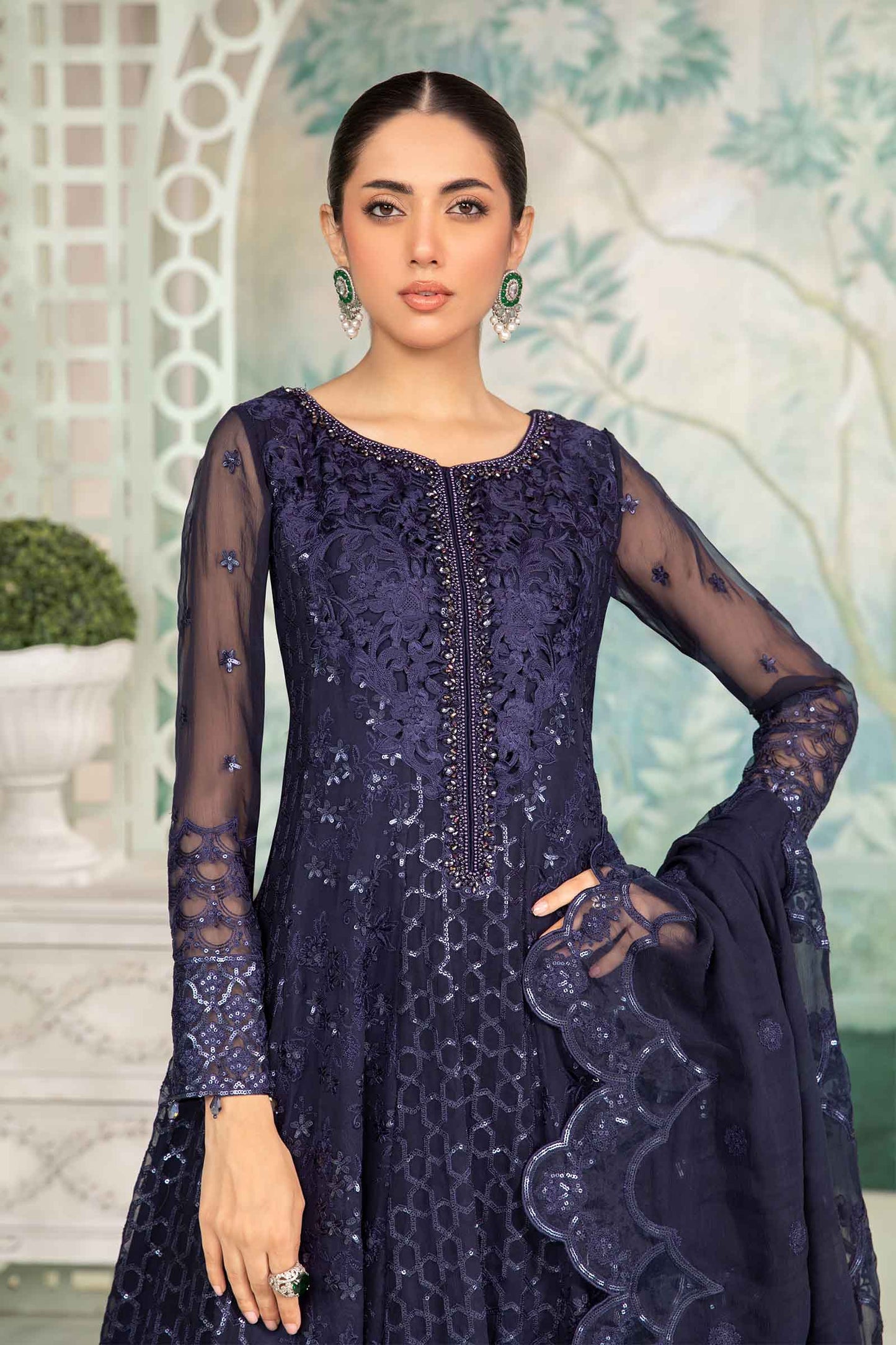 3 Piece Embroidered Chiffon Suit