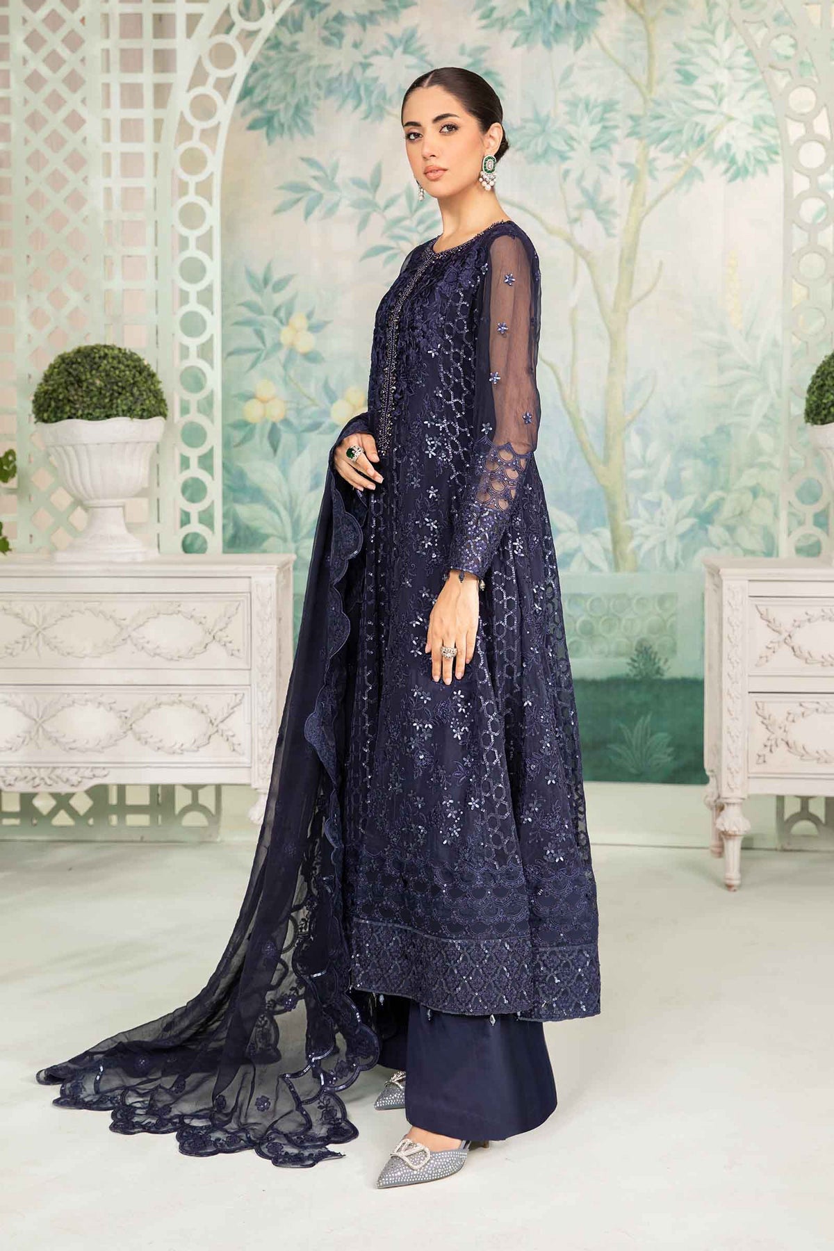 3 Piece Embroidered Chiffon Suit