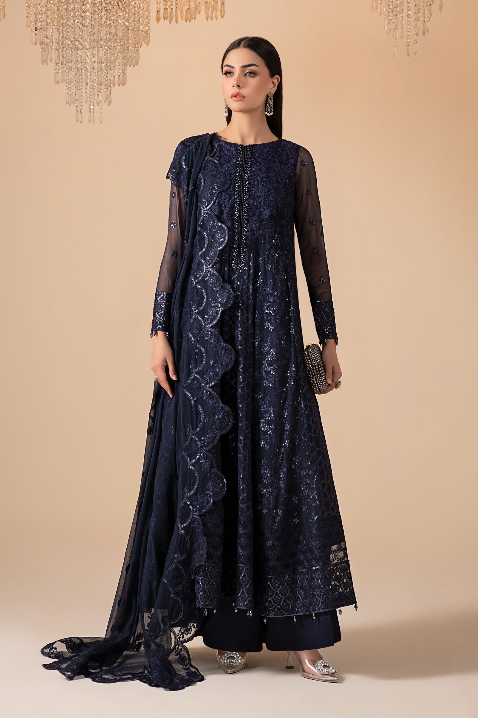 3 Piece Embroidered Chiffon Suit