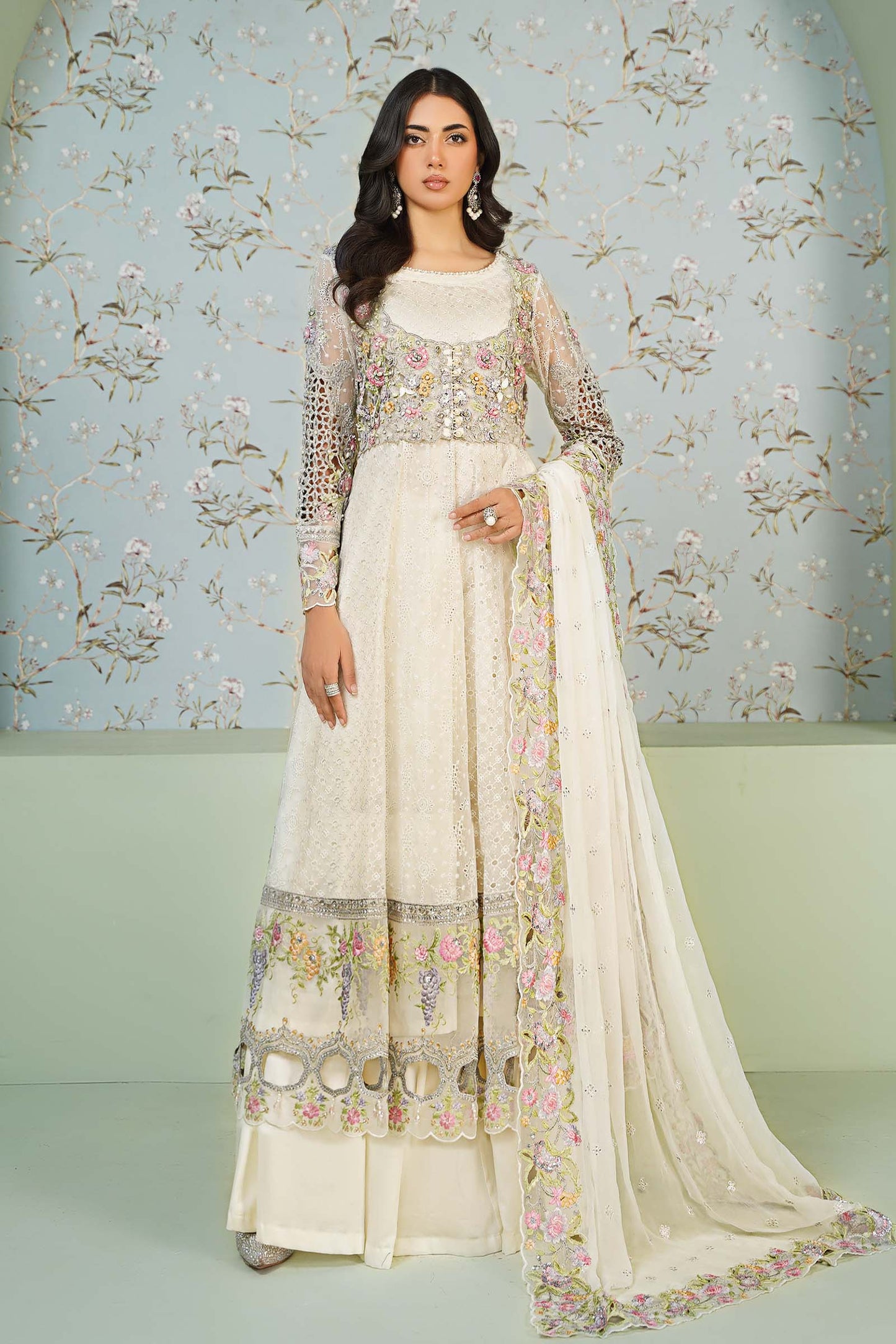 3 Piece Embroidered Organza Suit