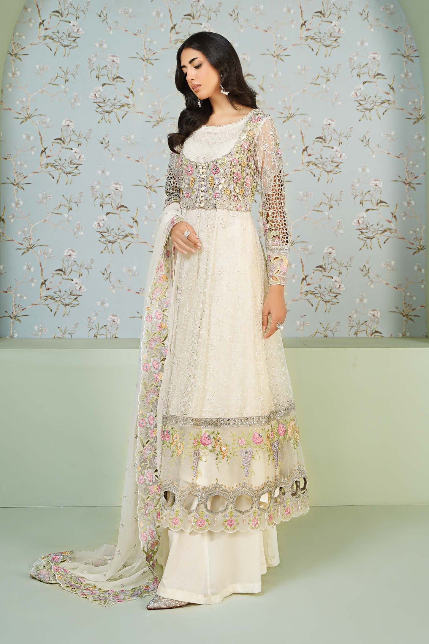 3 Piece Embroidered Organza Suit