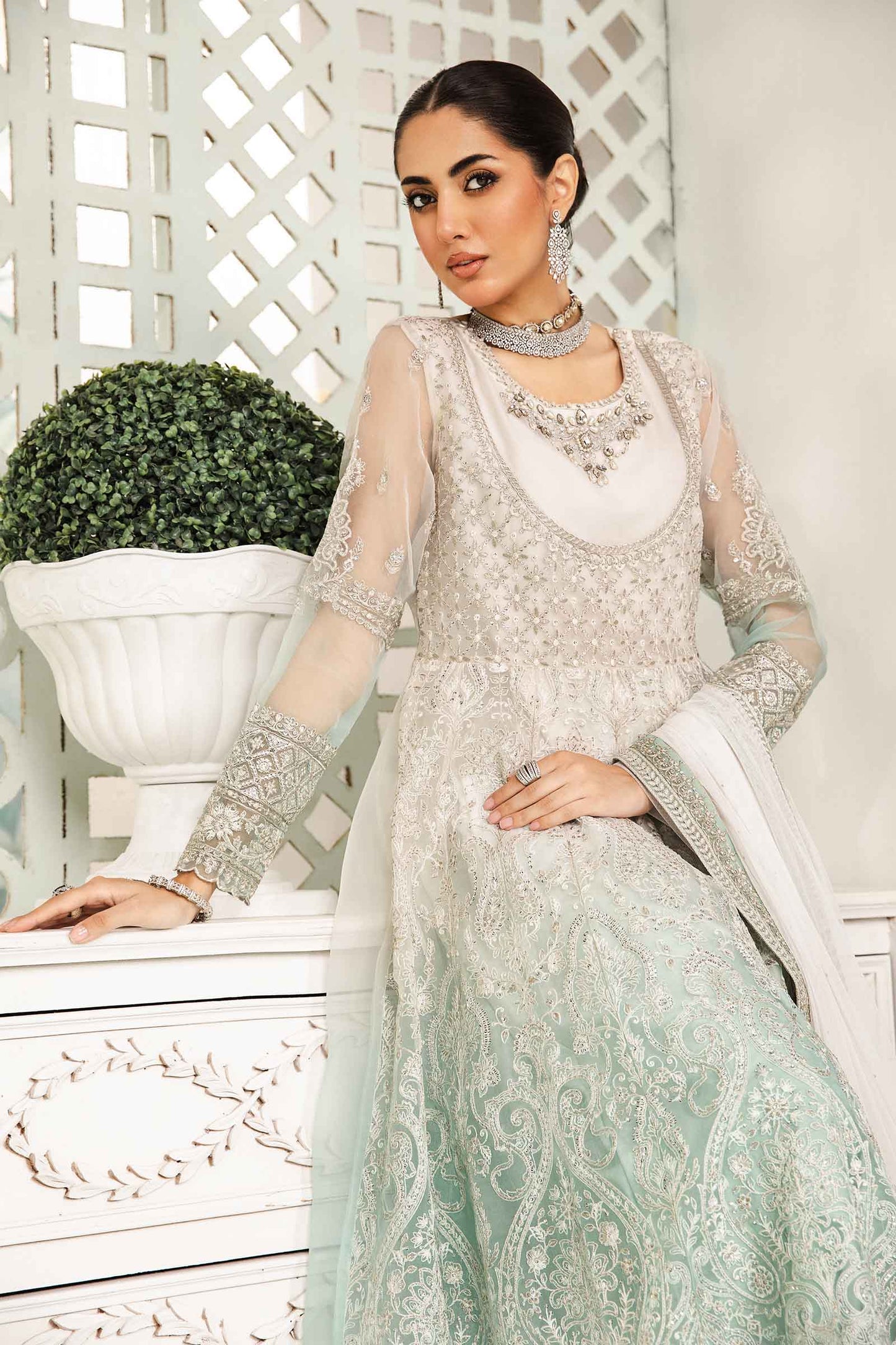 3 Piece Embroidered Organza Suit