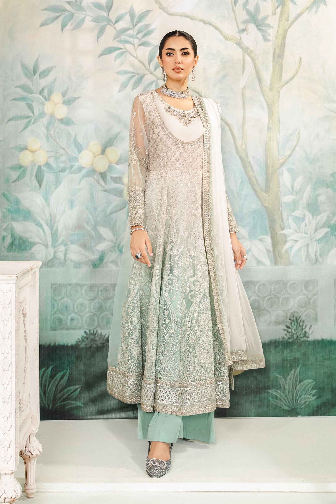 3 Piece Embroidered Organza Suit