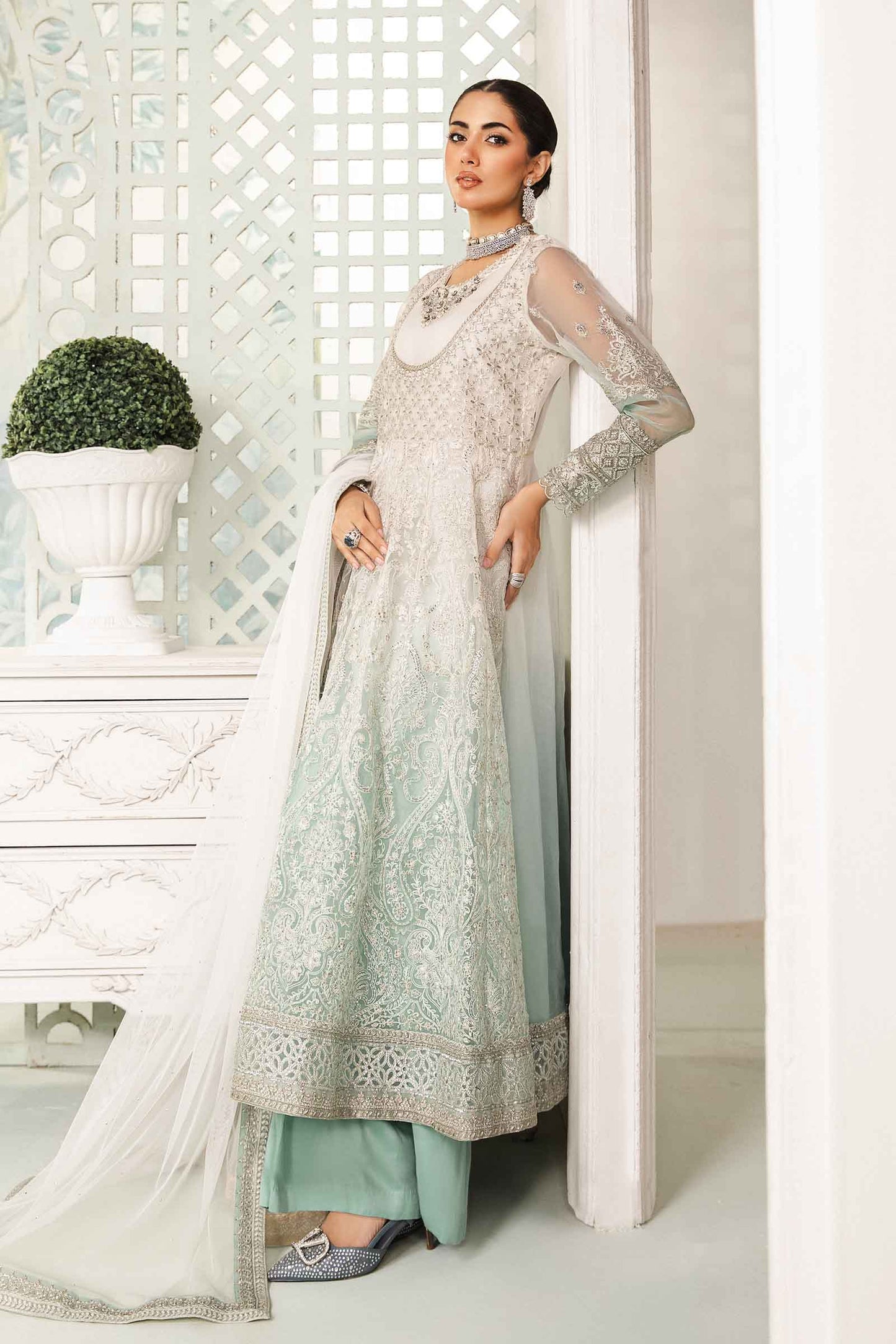 3 Piece Embroidered Organza Suit