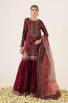 3 Piece Embroidered Raw Silk Suit
