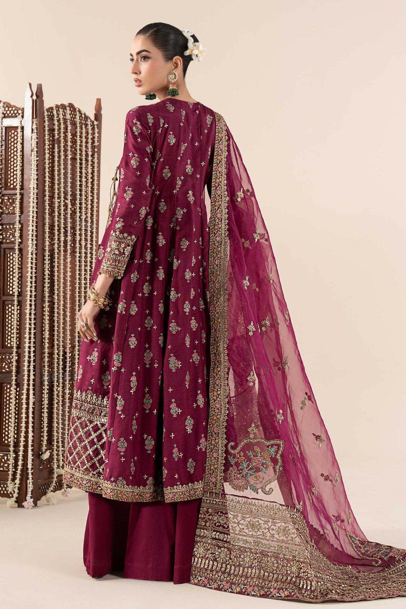 3 Piece Printed Raw Silk Suit